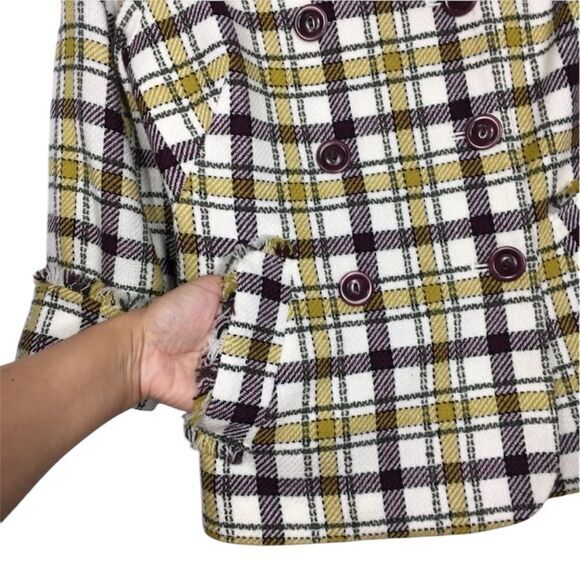 Y2K NWOT PENDLETON‎ WOOL DOUBLE BREASTED YELLOW PLAID FRINGE ACADEMIA BLAZER 2P - Picture 7 of 12